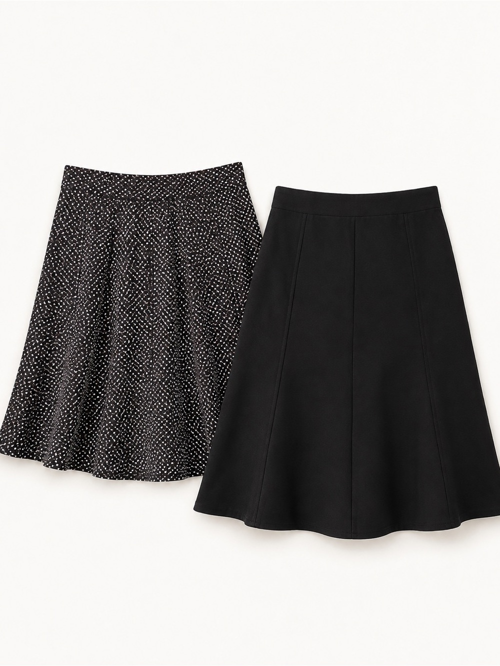 Lot of 2 Black A-Line Skirts Size S 7 Solid Geometric Workwear